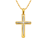 14K Two-Tone Gold High Polished Cross Religious Pendant