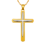 14K Two-Tone Gold High Polished Cross Religious Pendant