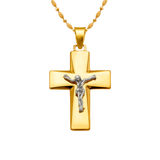 14K Two-Tone Gold High Polished Crucifix Cross Religious Pendant