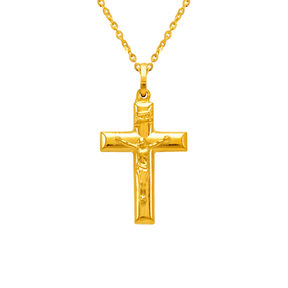 14K yellow gold hollow Jesus cross charm religious pendant | Italian made | ItalianFashions