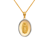 14K Two-Tone Gold High Polished/Satin Fininshed Guadalupe Religious Pendant