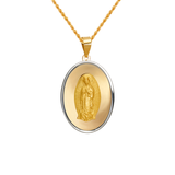 14K Two-Tone Gold High Polished/Satin Fininshed Guadalupe Religious Pendant
