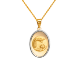 14K Two-Tone Gold High Polished/Satin Finished Baptism Religious Pendant