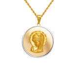 14K Two-Tone Gold High Polished/Satin Finished Virgin Mary Religious Pendant