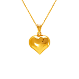 14K Yellow Gold High Polished  Hollow Heart Puff Pendant
