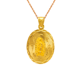 14K Yellow ,White,Tricolor Gold Diamond Cut Oval Guadalupe Scapular Religious Pendant