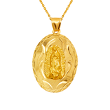 14K Yellow ,White,Tricolor Gold Diamond Cut Oval Guadalupe Scapular Religious Pendant