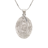 14K Yellow ,White,Tricolor Gold Diamond Cut Oval Guadalupe Scapular Religious Pendant