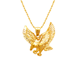 14K Yellow Solid Gold High Polished/Diamond Cut Eagle Pendant