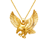 14K Yellow Solid Gold High Polished/Diamond Cut Eagle Pendant