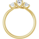 14K Gold Round Three-Stone Natural Diamond Engagement Ring – 1/2–1 CTW - Yellow Gold
