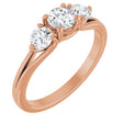 14K Gold Round Three-Stone Natural Diamond Engagement Ring – 1/2–1 CTW - Rose Gold