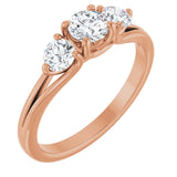 14K Gold Round Three-Stone Natural Diamond Engagement Ring – 1/2–1 CTW - Rose Gold