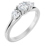 Platinum Round Three-Stone Natural Diamond Engagement Ring – 1/2–1 CTW