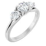 14K Gold Round Three-Stone Lab-Grown Diamond Engagement Ring – 1/2–1 CTW - White Gold