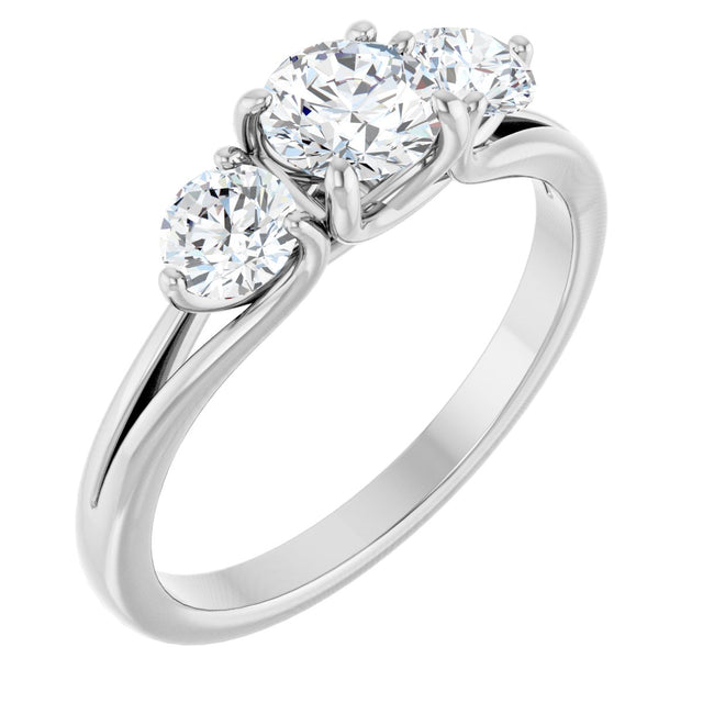 14K Gold Round Three-Stone Lab-Grown Diamond Engagement Ring – 1/2–1 CTW - Yellow Gold