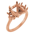 14K Gold Emerald Claw-Prong Three-Stone Natural Diamond Engagement Ring - Rose Gold