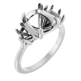 Platinum Elongated Cushion Claw-Prong Three-Stone Natural Diamond Engagement Ring