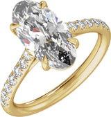 14K Gold Oval Claw-Prong Accented Lab-Grown Diamond Engagement Ring – 1 1/3–3 1/3 CTW - Yellow Gold