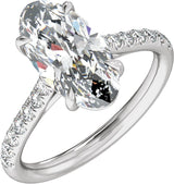 Platinum Oval Claw-Prong Accented Lab-Grown Diamond Engagement Ring – 1 1/3–3 1/3 CTW