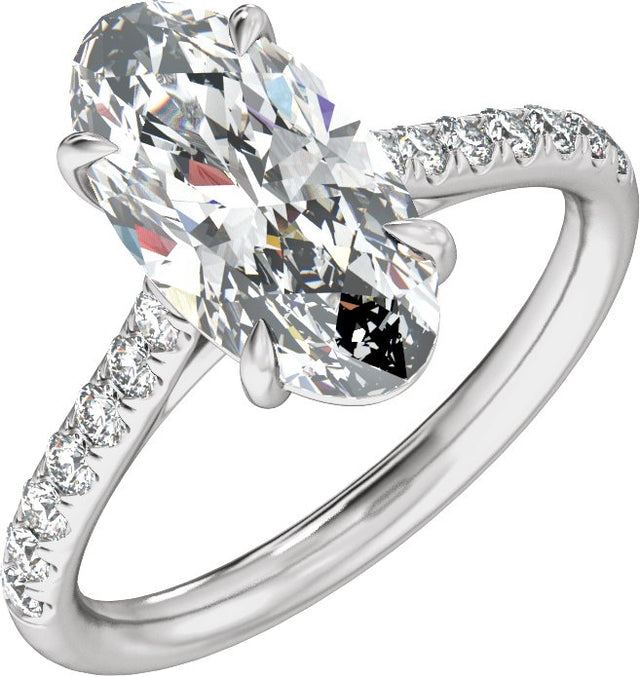 Platinum Oval Claw-Prong Accented Lab-Grown Diamond Engagement Ring – 1 1/3–3 1/3 CTW