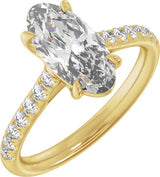 14K Gold Oval Claw-Prong Accented Lab-Grown Diamond Engagement Ring – 1 1/3–3 1/3 CTW - Yellow Gold