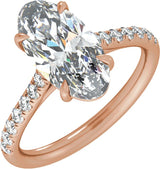 14K Gold Oval Claw-Prong Accented Lab-Grown Diamond Engagement Ring – 1 1/3–3 1/3 CTW - Rose Gold