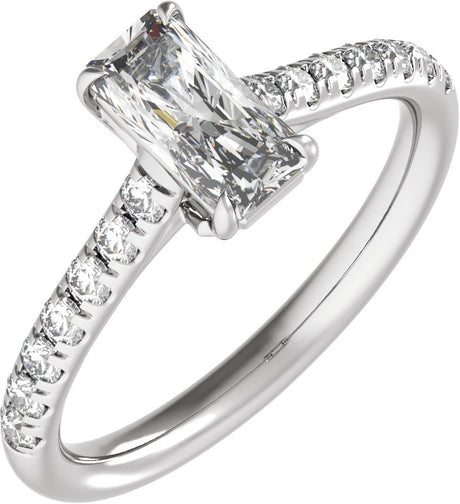 14K Gold Radiant Claw-Prong Accented Lab-Grown Diamond Engagement Ring – 1 1/3–3 1/3 CTW - White Gold