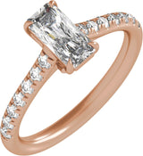 14K Gold Radiant Claw-Prong Accented Lab-Grown Diamond Engagement Ring – 1 1/3–3 1/3 CTW - Rose Gold