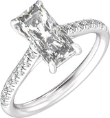14K Gold Radiant Claw-Prong Accented Lab-Grown Diamond Engagement Ring – 1 1/3–3 1/3 CTW - White Gold