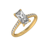 14K Gold Radiant Claw-Prong Accented Lab-Grown Diamond Engagement Ring – 1 1/3–3 1/3 CTW - Yellow Gold