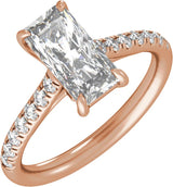 14K Gold Radiant Claw-Prong Accented Lab-Grown Diamond Engagement Ring – 1 1/3–3 1/3 CTW - Rose Gold