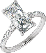 14K Gold Radiant Claw-Prong Accented Lab-Grown Diamond Engagement Ring – 1 1/3–3 1/3 CTW - White Gold