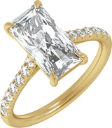 14K Gold Radiant Claw-Prong Accented Lab-Grown Diamond Engagement Ring – 1 1/3–3 1/3 CTW - Yellow Gold