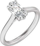 14K Gold Elongated Oval Claw-Prong Solitaire Lab-Grown Diamond Engagement Ring – 1–3 CTW - White Gold