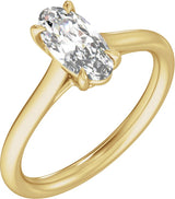 14K Gold Elongated Oval Claw-Prong Solitaire Lab-Grown Diamond Engagement Ring – 1–3 CTW - Yellow Gold