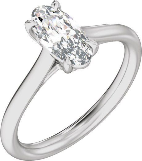 Platinum Elongated Oval Claw-Prong Solitaire Lab-Grown Diamond Engagement Ring – 1–3 CTW