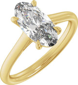 14K Gold Elongated Oval Claw-Prong Solitaire Lab-Grown Diamond Engagement Ring – 1–3 CTW - Yellow Gold