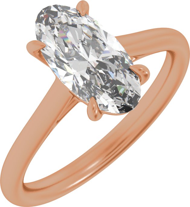 14K Gold Elongated Oval Claw-Prong Solitaire Lab-Grown Diamond Engagement Ring – 1–3 CTW - Rose Gold