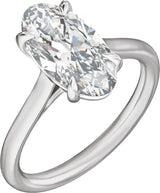 14K Gold Elongated Oval Claw-Prong Solitaire Lab-Grown Diamond Engagement Ring – 1–3 CTW - White Gold