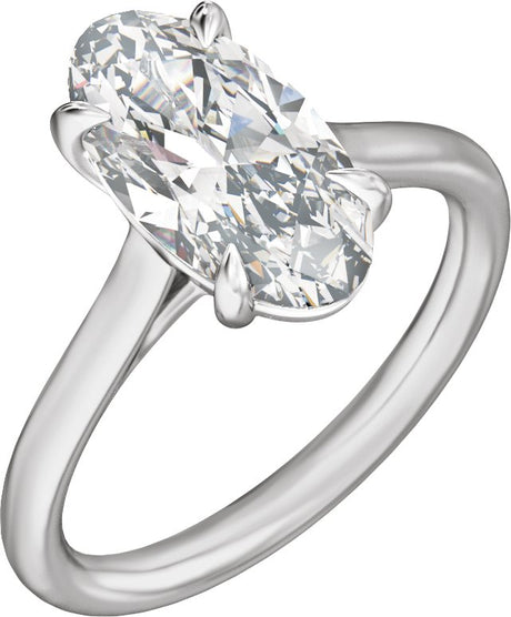 14K Gold Elongated Oval Claw-Prong Solitaire Lab-Grown Diamond Engagement Ring – 1–3 CTW - White Gold