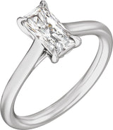 14K Gold Radiant Claw-Prong Solitaire Lab-Grown Diamond Engagement Ring – 1–3 CTW - White Gold