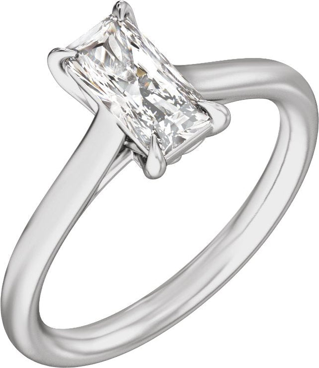 14K Gold Radiant Claw-Prong Solitaire Lab-Grown Diamond Engagement Ring – 1–3 CTW - White Gold