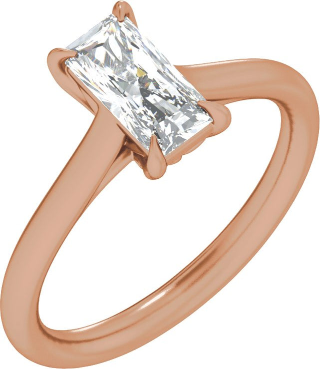 14K Gold Radiant Claw-Prong Solitaire Lab-Grown Diamond Engagement Ring – 1–3 CTW - Rose Gold