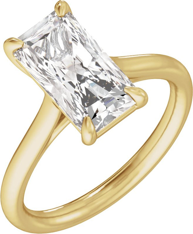 14K Gold Radiant Claw-Prong Solitaire Lab-Grown Diamond Engagement Ring – 1–3 CTW - Yellow Gold