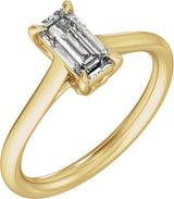 14K Gold Emerald Claw-Prong Solitaire Lab-Grown Diamond Engagement Ring – 1–3 CTW - Yellow Gold