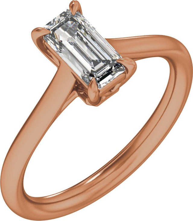 14K Gold Emerald Claw-Prong Solitaire Lab-Grown Diamond Engagement Ring – 1–3 CTW - Rose Gold