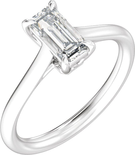 Platinum Emerald Claw-Prong Solitaire Lab-Grown Diamond Engagement Ring – 1–3 CTW