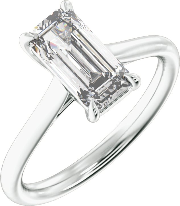 14K Gold Emerald Claw-Prong Solitaire Lab-Grown Diamond Engagement Ring – 1–3 CTW - White Gold