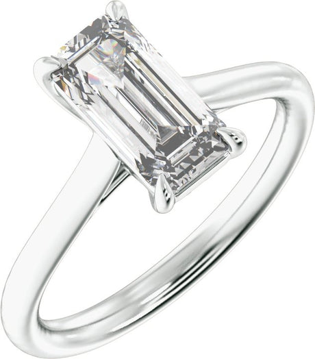 Platinum Emerald Claw-Prong Solitaire Lab-Grown Diamond Engagement Ring – 1–3 CTW